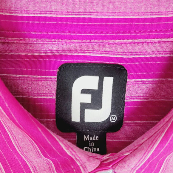 FOOTJOY STRIPED OMBRE PINK SHORT SLEEVE POLO, SZ MEDIUM - Picture 4 of 15